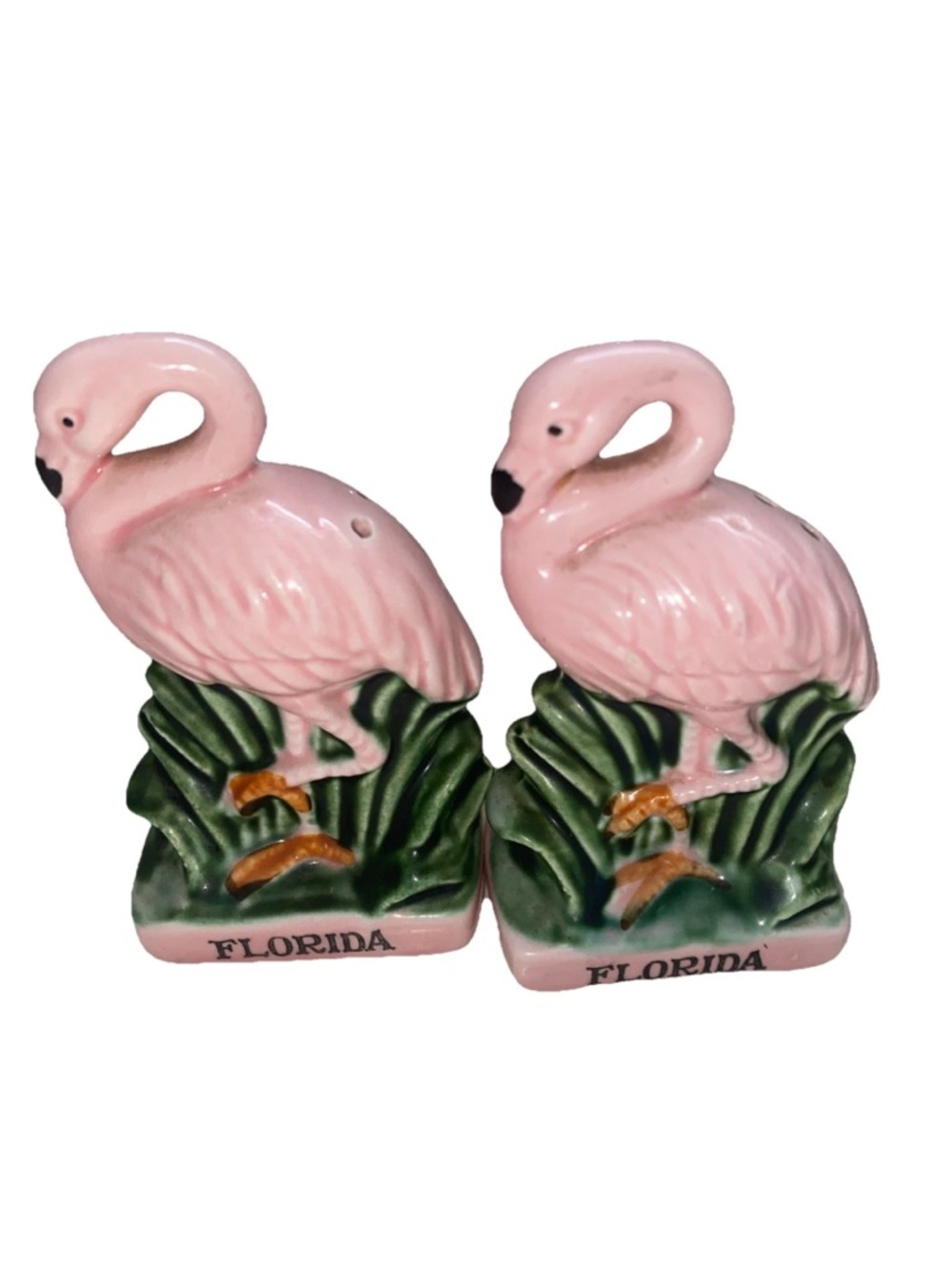 Vintage Made In Japan Florida Flamingo Salt & Pepper Shakers Set